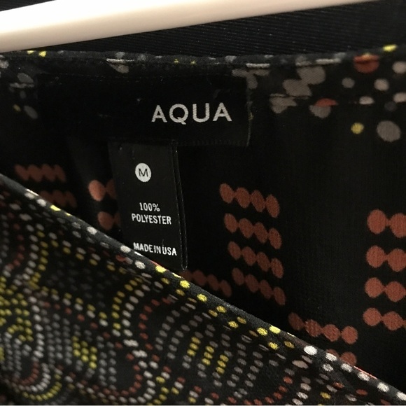 Aqua abstract print black sheet peplum kimono sleeve top size Medium - Picture 9 of 9